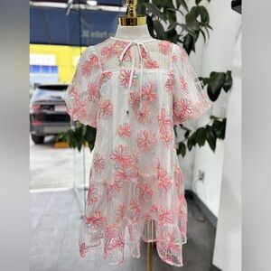 Blossom Dreams Sheer Embroidered Mini Dress